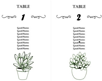 Succulent Wedding Seating Chart