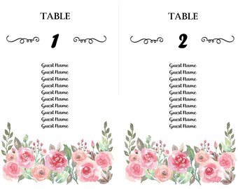 Floral Wedding Seating Lists