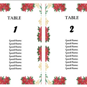 Christmasy Wedding Seating Chart