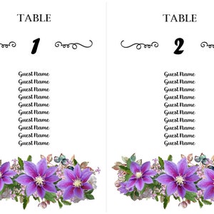 Floral Wedding Seating Charts