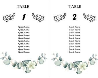 White Flower Wedding Seating Lists