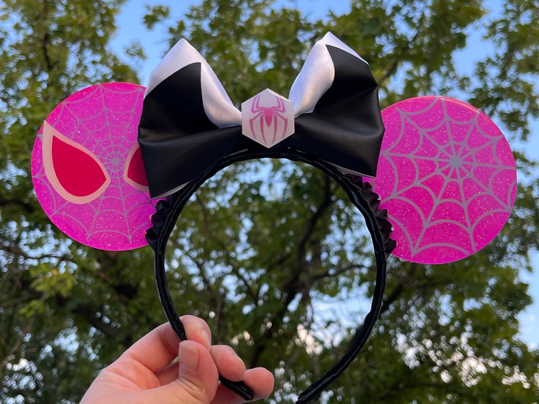 Disney Parks Spider-Man Gwen Minnie Mouse Pink Bow Mickey Ears Headband Disney Parks Marvel Spider-Man Spider-Gwen | Mercari main image 2