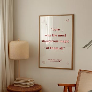 Once Upon A Broken Heart Quote | Digital Book Print | The Archer & The Fox Aesthetic Print in Red and Beige | Bookish Art Prints