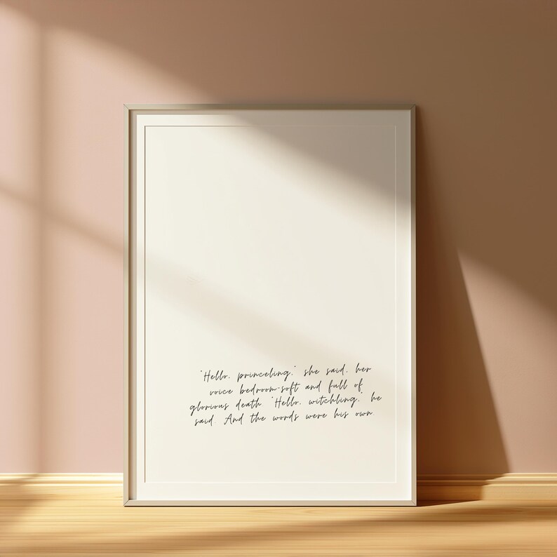 Hello princeling |Throne of Glass | Aelin Galathynius| Sarah J Maas Quote | Minimalistic Bookish Quote Print Digital Download|Kingdom of Ash
