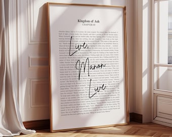 Throne of Glass | Aelin | Sarah J Maas Quote | Minimalistic Bookish Quote Print Digital Download | Kingdom of Ash | Live, Manon. Live