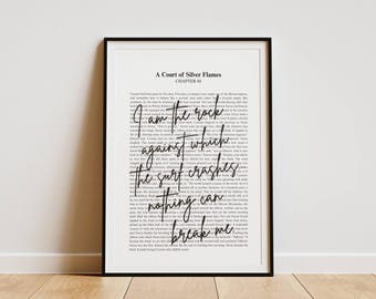 Nesta ACOSF I am the rock against which... | Sarah J Maas Quote | Minimalistic Bookish Quote Print Digital Download | Velaris Valkyrie