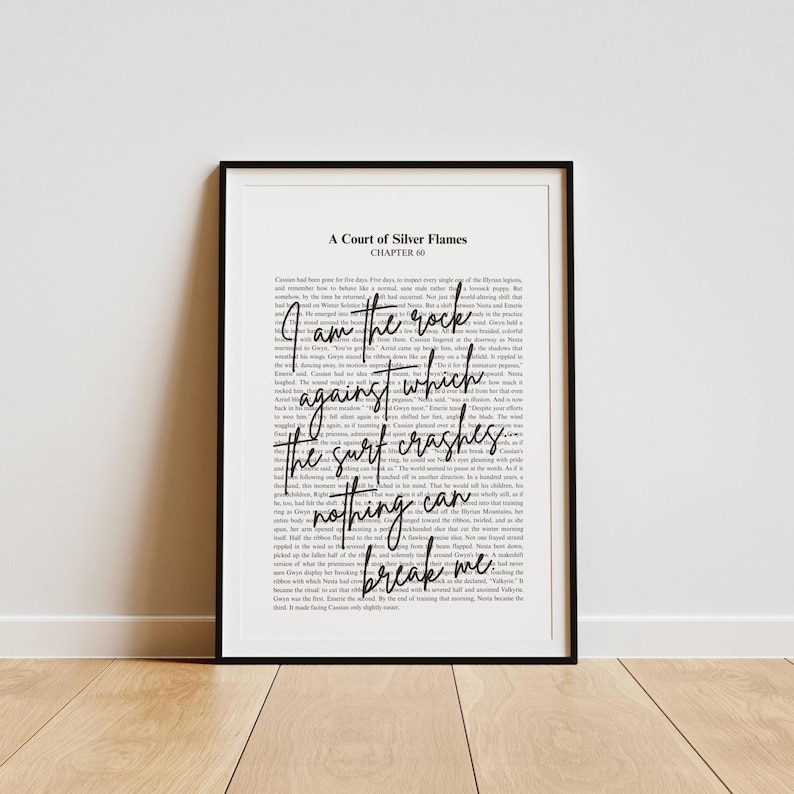 Nesta ACOSF I am the rock against which... | Sarah J Maas Quote | Minimalistic Bookish Quote Print Digital Download | Velaris Valkyrie