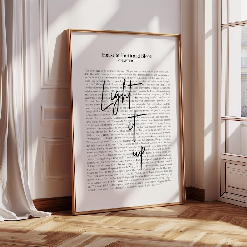 Light it up | Crescent City | House of Earth & Blood| Sarah J Maas Quote | Minimalistic Bookish Quote Print Digital Download | Chapter 91