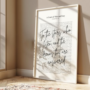 ACOTAR To the stars who listen quote | Sarah J Maas Quote | Minimalistic Bookish Quote Print Digital Download | Rhysand | Velaris Chapter 34