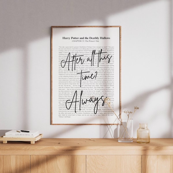 Wizard citaat kunst aan de muur, na al die tijd altijd, Potterhead Home Decor, Severus Snape poster boekenliefhebber