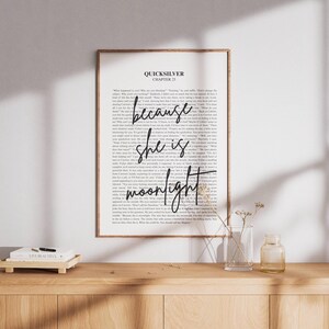 Quicksilver Book Quote | Kingfisher | Callie Hart | She is Moonlight | BookTok | Wall Art Minimalistic Bookish Quote Print |Digital Download