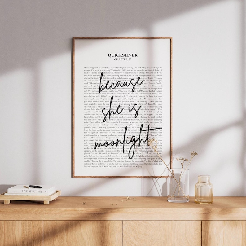 Quicksilver Book Quote | Kingfisher | Callie Hart | She is Moonlight | BookTok | Wall Art Minimalistic Bookish Quote Print |Digital Download