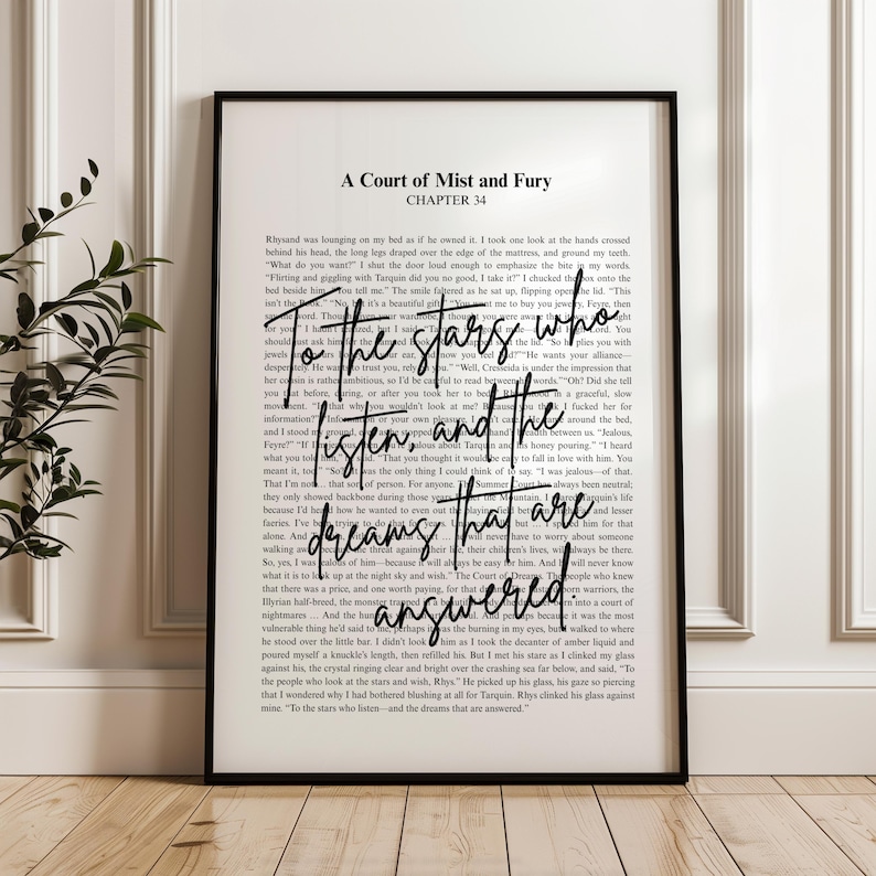 ACOTAR To the stars who listen quote | Sarah J Maas Quote | Minimalistic Bookish Quote Print Digital Download | Rhysand | Velaris Chapter 34