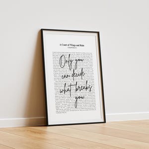 ACOWAR Only you can decide who breaks you | Sarah J Maas Quote | Minimalistic Bookish Quote Print Digital Download | ACOTAR | Suriel & Feyre
