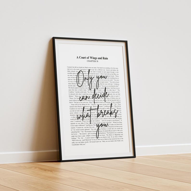 ACOWAR Only you can decide who breaks you | Sarah J Maas Quote | Minimalistic Bookish Quote Print Digital Download | ACOTAR | Suriel & Feyre