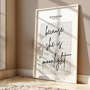 Quicksilver Book Quote | Kingfisher | Callie Hart | She is Moonlight | BookTok | Wall Art Minimalistic Bookish Quote Print |Digital Download