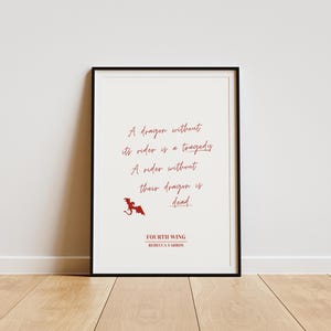 Fourth Wing print quote | Basgiath Dragons | Iron Flame | The Empyrean books | Rebecca Yarros | Onyx Storm | Book poster gift