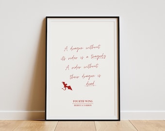 Fourth Wing print quote | Basgiath Dragons | Iron Flame | The Empyrean books | Rebecca Yarros | Onyx Storm | Book poster gift