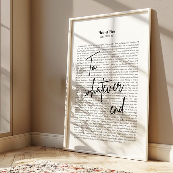 To whatever end | Aelin Galathynius | Sarah J Maas Quote | Minimalistic Bookish Quote Print Digital Download|You do not yield | Heir of Fire