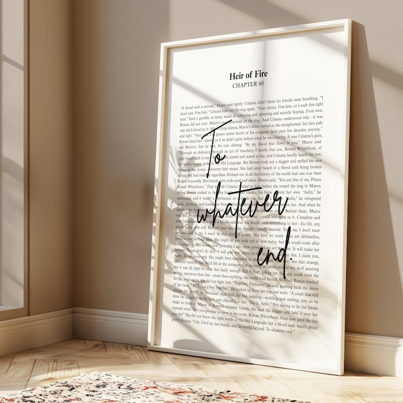 To whatever end | Aelin Galathynius | Sarah J Maas Quote | Minimalistic Bookish Quote Print Digital Download|You do not yield | Heir of Fire