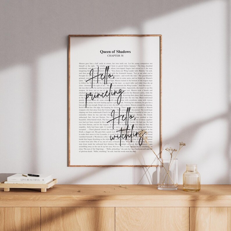 Hello princeling, hello witchling |Throne of Glass | Aelin Galathynius| Sarah J Maas Quote|Minimalistic Bookish Quote Print Digital Download