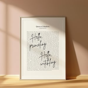 Hello princeling, hello witchling |Throne of Glass | Aelin Galathynius| Sarah J Maas Quote|Minimalistic Bookish Quote Print Digital Download