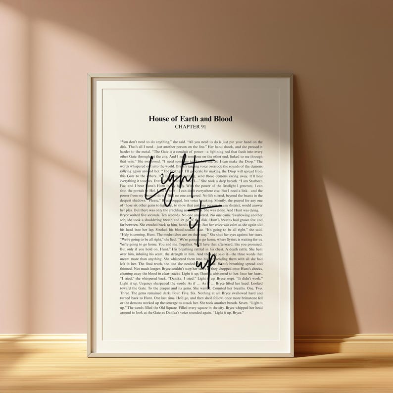 Light it up | Crescent City | House of Earth & Blood| Sarah J Maas Quote | Minimalistic Bookish Quote Print Digital Download | Chapter 91