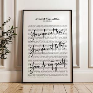 You do not fear. You do not falter. You do not yield. ACOWAR | Sarah J Maas Quote Minimalistic Bookish Quote Print Digital Download| Rhysand
