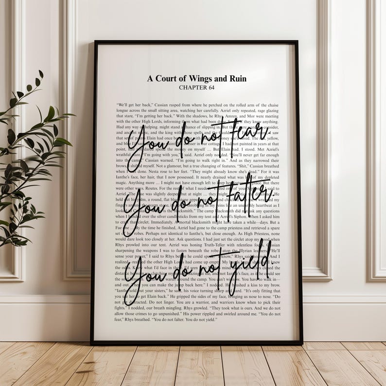 You do not fear. You do not falter. You do not yield. ACOWAR | Sarah J Maas Quote Minimalistic Bookish Quote Print Digital Download| Rhysand