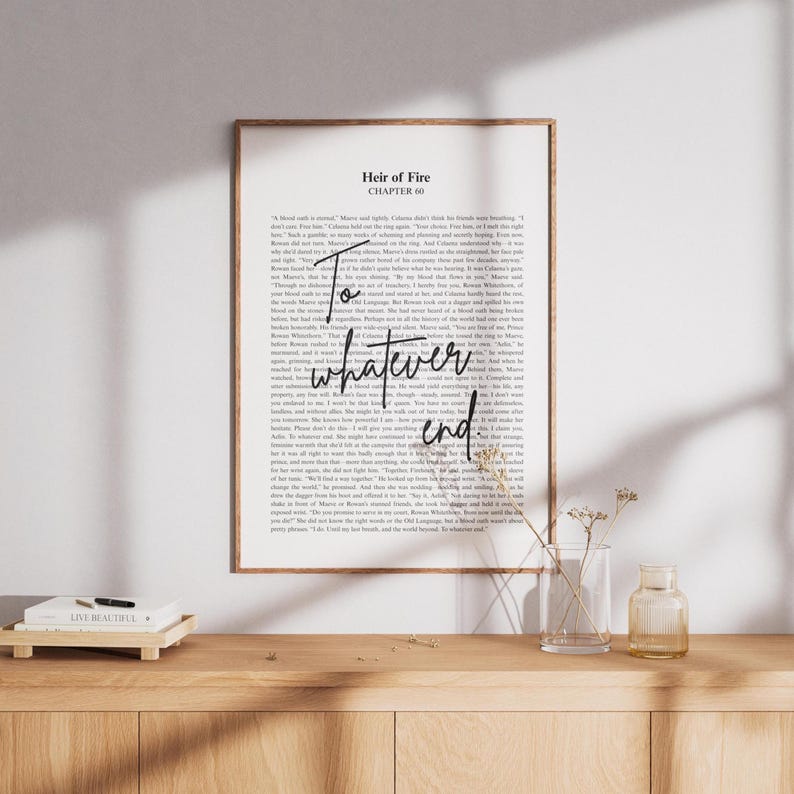 To whatever end | Aelin Galathynius | Sarah J Maas Quote | Minimalistic Bookish Quote Print Digital Download|You do not yield | Heir of Fire