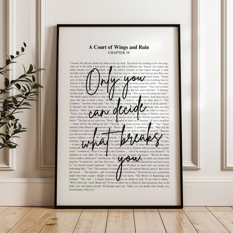 ACOWAR Only you can decide who breaks you | Sarah J Maas Quote | Minimalistic Bookish Quote Print Digital Download | ACOTAR | Suriel & Feyre