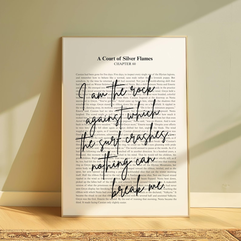 Nesta ACOSF I am the rock against which... | Sarah J Maas Quote | Minimalistic Bookish Quote Print Digital Download | Velaris Valkyrie