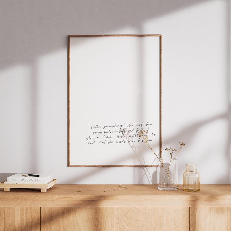Hello princeling |Throne of Glass | Aelin Galathynius| Sarah J Maas Quote | Minimalistic Bookish Quote Print Digital Download|Kingdom of Ash