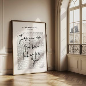 ACOMAF Daar ben je dan. Ik ben naar je op zoek | Citaat van Sarah J Maas | Minimalistische schoolse quote print digitale download | Rijszand | Velaris afbeelding 5