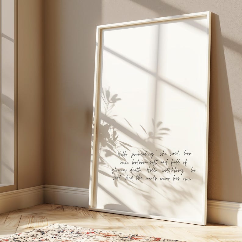 Hello princeling |Throne of Glass | Aelin Galathynius| Sarah J Maas Quote | Minimalistic Bookish Quote Print Digital Download|Kingdom of Ash