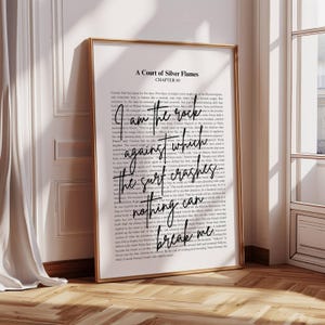 Nesta ACOSF I am the rock against which... | Sarah J Maas Quote | Minimalistic Bookish Quote Print Digital Download | Velaris Valkyrie