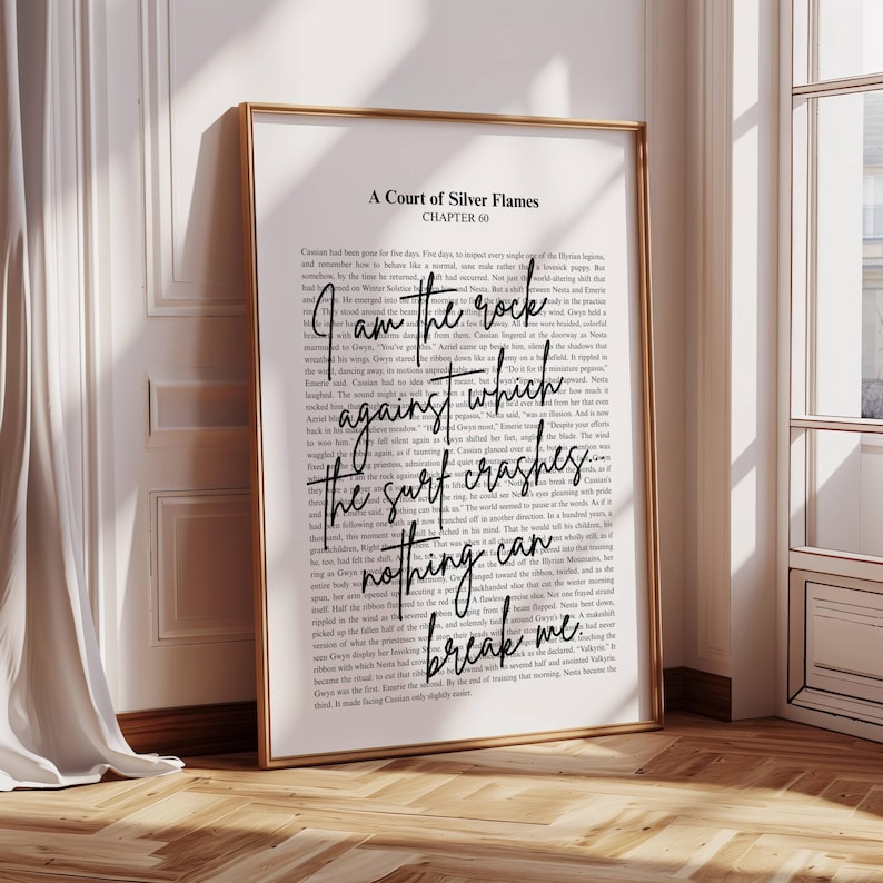 Nesta ACOSF I am the rock against which... | Sarah J Maas Quote | Minimalistic Bookish Quote Print Digital Download | Velaris Valkyrie