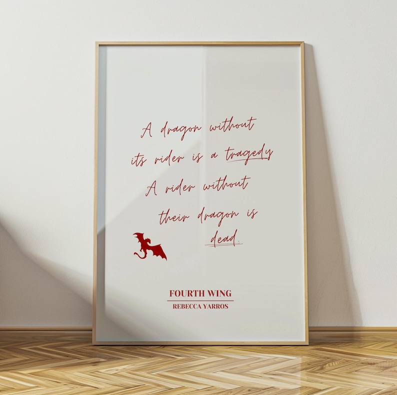 Fourth Wing print quote | Basgiath Dragons | Iron Flame | The Empyrean books | Rebecca Yarros | Onyx Storm | Book poster gift