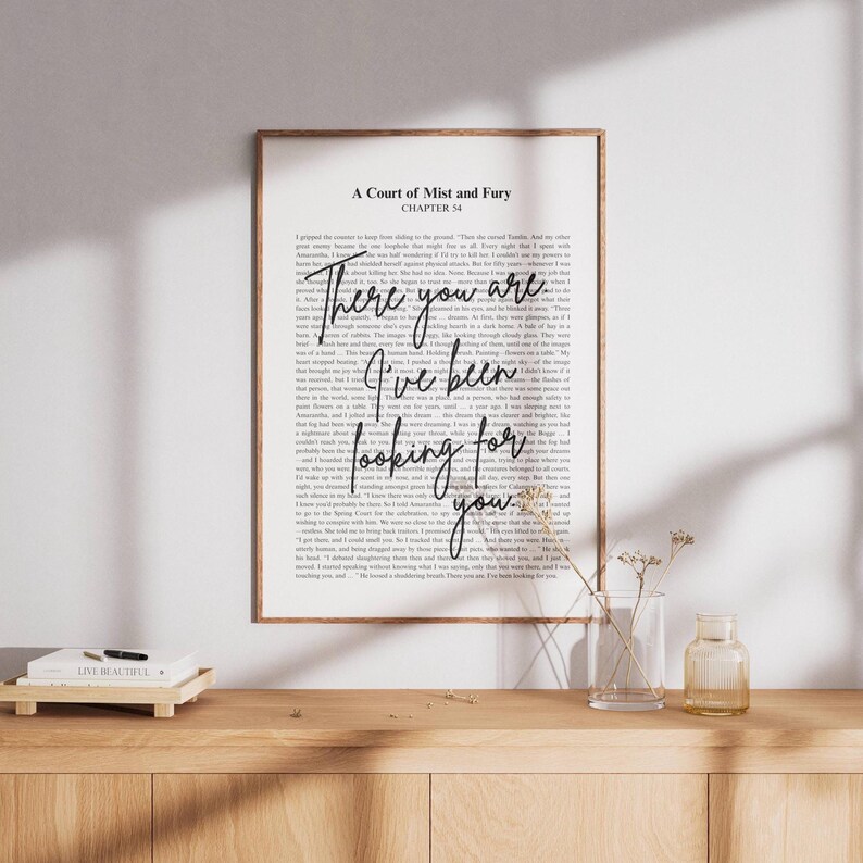 ACOMAF Daar ben je dan. Ik ben naar je op zoek | Citaat van Sarah J Maas | Minimalistische schoolse quote print digitale download | Rijszand | Velaris afbeelding 4
