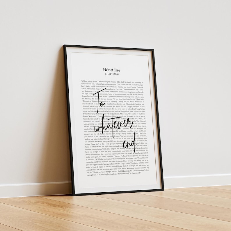To whatever end | Aelin Galathynius | Sarah J Maas Quote | Minimalistic Bookish Quote Print Digital Download|You do not yield | Heir of Fire