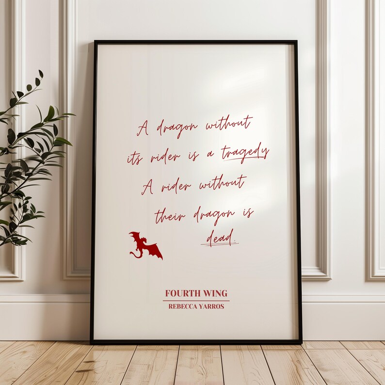 Fourth Wing print quote | Basgiath Dragons | Iron Flame | The Empyrean books | Rebecca Yarros | Onyx Storm | Book poster gift