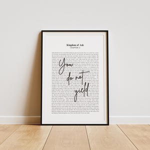 You do not yield |Throne of Glass | Aelin Galathynius| Sarah J Maas Quote | Minimalistic Bookish Quote Print Digital Download|Kingdom of Ash