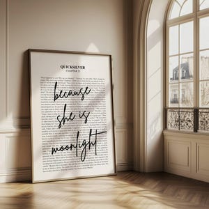 Quicksilver Book Quote | Kingfisher | Callie Hart | She is Moonlight | BookTok | Wall Art Minimalistic Bookish Quote Print |Digital Download
