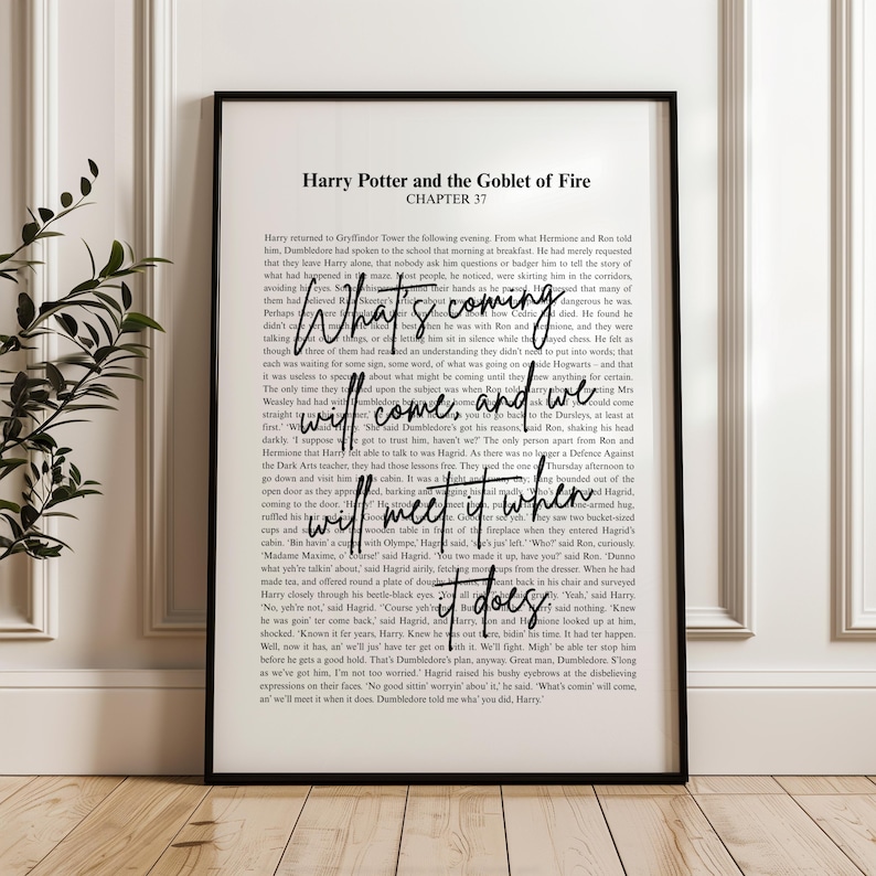 What's coming will come, and we will Potter meet it when it does Goblet of Fire Quote Digital Print | Potter Digital Art | Potter Quote