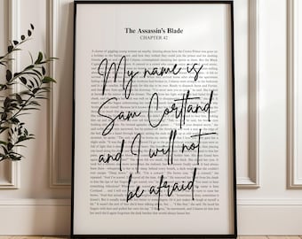 My name is Sam Cortland.. and I will not be afraid. Throne of Glass | Aelin Galathynius | Sarah J Maas | Minimalistic Bookish Quote Print