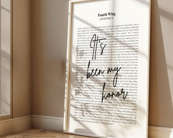 Fourth Wing Quote Print: It's Been My Honor, Liam Mairi. Rebecca Yarros. (Digital Download)