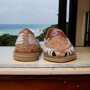 Sandalias Huarache Mujer, Sandalias Huarache Mexicanas, Calzado Cuero, Zapatos Casuales, Zapatos Mujer Boho / Borla (ÚLTIMAS PIEZAS)