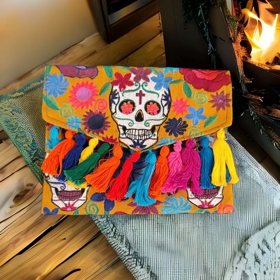 Monedero Bordado Tradicional Mexicano. Cartera Artesanal Mexicana. Monedero de embrague colorido. Monedero Mexicano. Bolso bandolera boho. Monedero de flores. Etsy Mexico