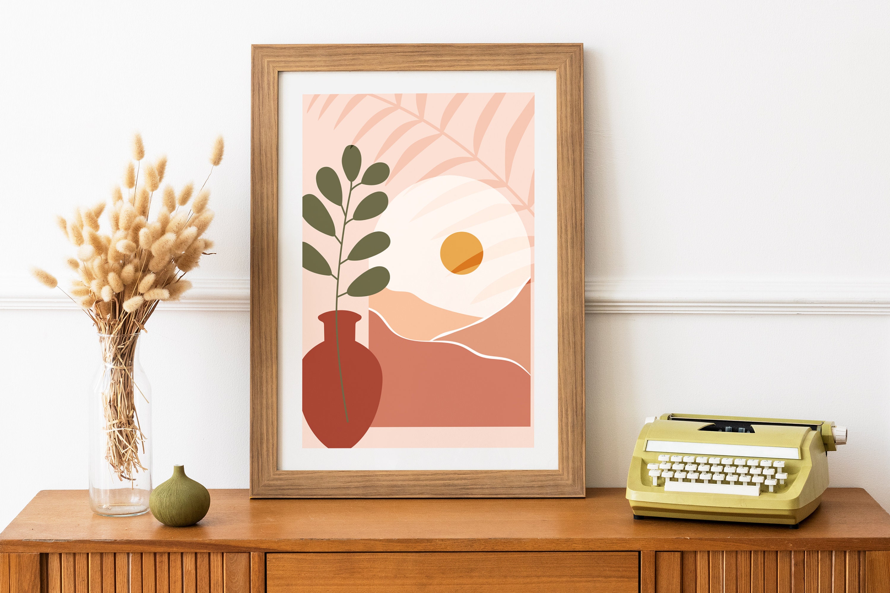 Mid Century Art Set of 3 Prints, Boho Art Print Set, Terracotta Sun and ...