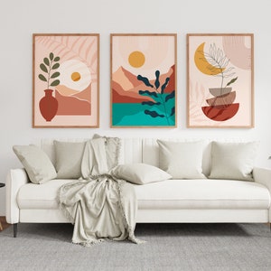 Trendy Mid Century Style Set of 3 Prints. Boho Art main image 0